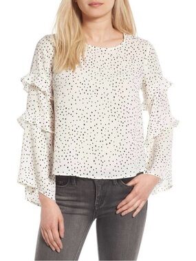 Lush Polka Dot Ruffle Sleeve Blouse